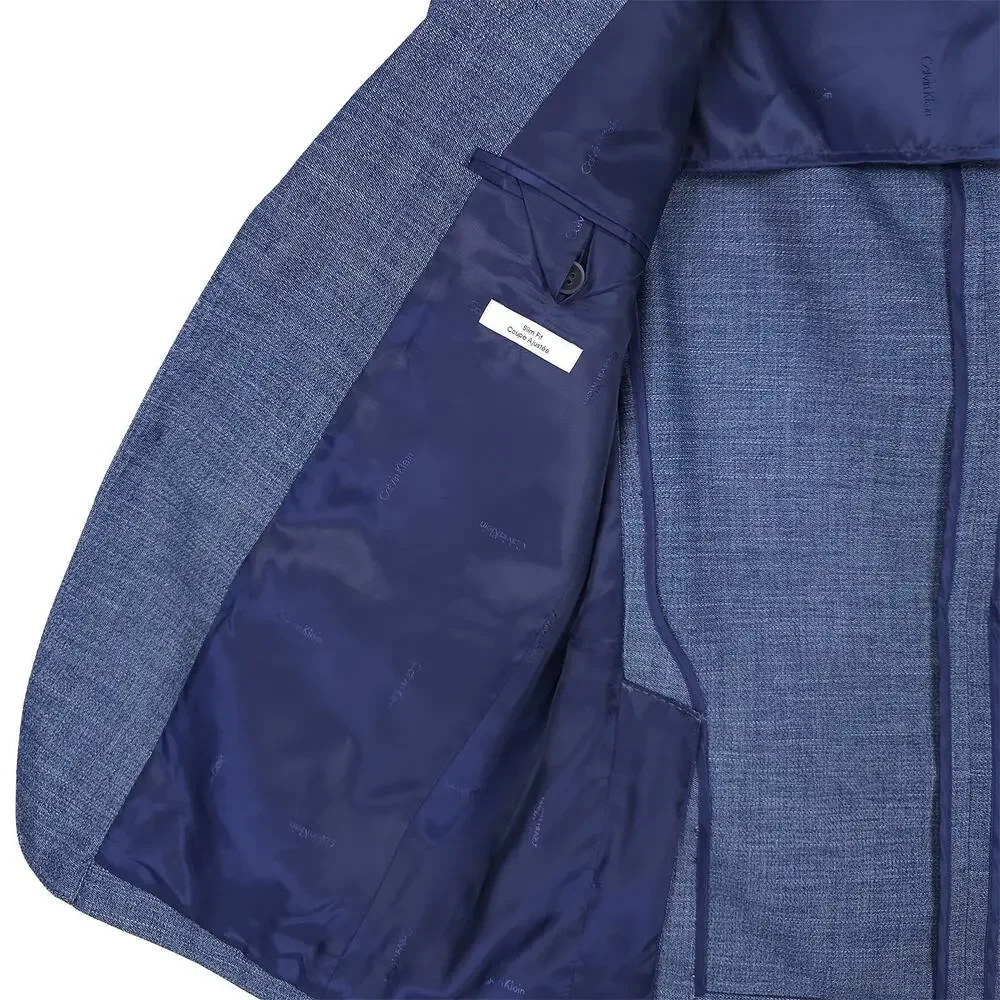 Calvin Klein Mens Slim Fit Sport Coat Blazer 44R Blue Solid Stretch NWOT